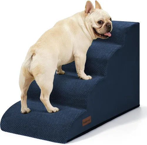 Vista 17 de Aodisman Escaleras para perros pequeños,Rampa para perros de 3 escalones Beige