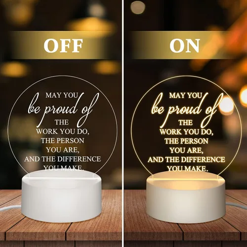 Vista 5 de 30 piezas de regalos de agradecimiento a los empleados para regalos de equipo, luz nocturna LED acrílica con texto en inglés "May You Be Proud of