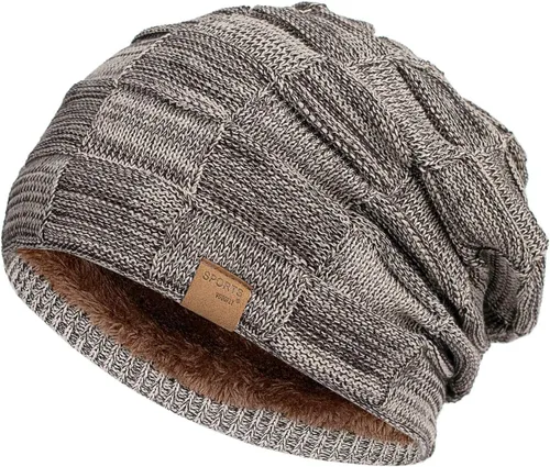 Vista 21 de Vgogfly Slouchy Beanie for Men Winter Hats for Guys Cool Beanies Mens Lined Knit Warm Thick Skully Stocking Binie Hat Negro