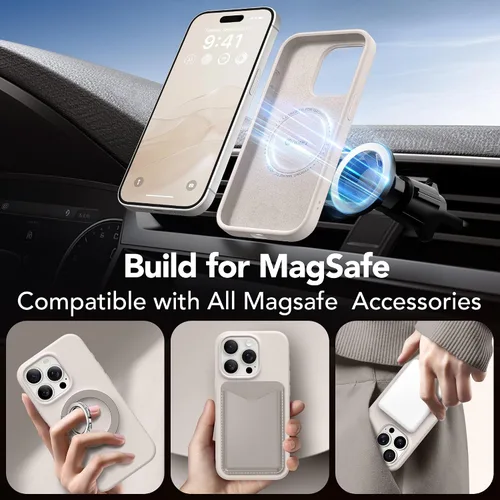 Vista 3 de GONEZ Funda de silicona para iPhone 15 Pro Max, compatible con Magsafe, protector de cámara + protector de pantalla, forro de microfibra suave