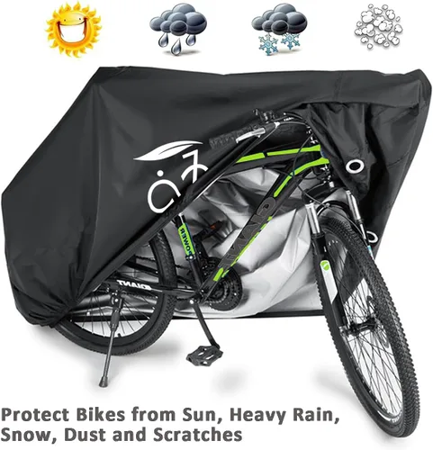 Vista 3 de Funda impermeable para bicicleta de alta densidad para 1 o 2 bicicletas 210D Lightweight Durable, UV Resistant Dustproof, Mountain Road Bike Ebike