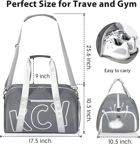Vista 2 de Bolsa de gimnasio deportiva con bolsillo para ropa húmeda y compartimento para zapatos para mujeres y hombres, pequeña bolsa deportiva para yoga