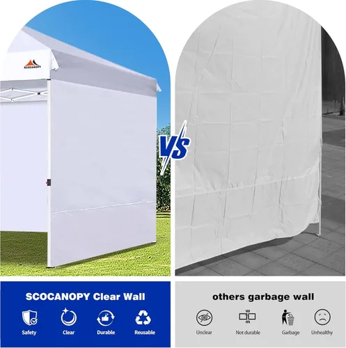 Vista 3 de SCOCANOPY SideWall para marco de toldo desplegable de 8 x 8 pies, paquete de 3 solamente Sunwall, (morado)