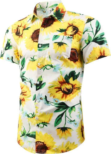 Vista 2 de OCHENTA Hawaiian Shirt for Men Button Down Short Sleeve Casual Aloha Tropical Beach Tops