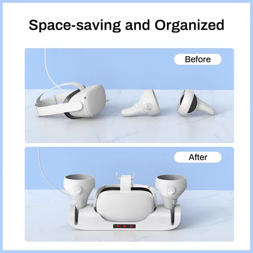 Vista 5 de Younik Base de carga para Meta Quest 2 controladores de carga y auriculares simultáneamente accesorios de estación de carga de realidad virtual