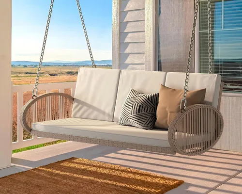Vista 5 de YITAHOME Columpio colgante para porche para 3 personas, color beige