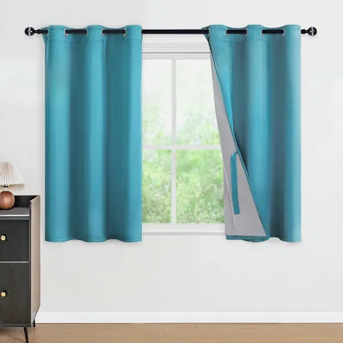 Vista 15 de DWCN - Cortinas 100% opacas para dormitorio con forro negro, cortinas de ventana de doble capa con aislamiento térmico que oscurecen toda la Azul