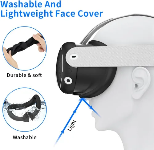Vista 6 de RGEEK Compatible con accesorios Quest 3, cubierta facial de realidad virtual, cubierta de carcasa de realidad virtual, para Quest 3 controlador