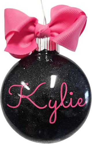 Vista 26 de Adorno de Navidad personalizado relleno de purpurina hecho a medida, regalo ideal para fiesta de intercambio de regalos de oficina (Aqua)