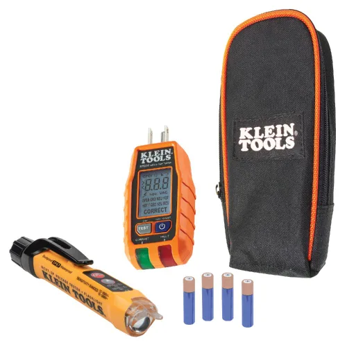 Vista 9 de Klein Tools Probador de voltaje sin contacto RT250KIT y probador de receptáculo GFCI con LCD y linterna, kit de prueba eléctrica de voltaje