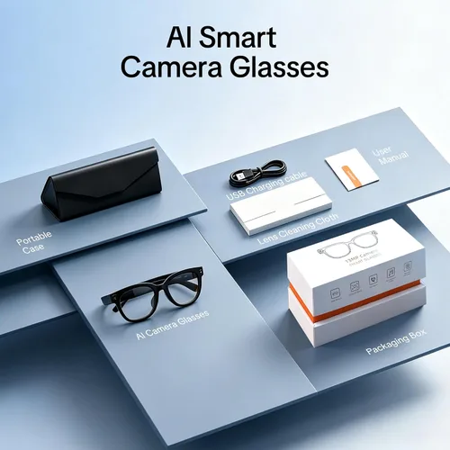 Vista 18 de Gafas inteligentes AI con cámara, video HD de 8 MP y captura de fotos para Gafas de sol para grabación de video, audio de oído abierto, traducción