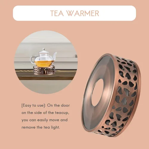 Vista 3 de Calentador de té de acero duradero, base de calefacción, tetera, estufa de té caliente, tetera de vela, juego de té