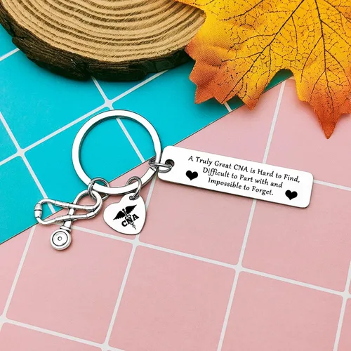 Vista 5 de Llavero de regalo para asistente de enfermería certificado, regalo de enfermería, para mujeres y hombres, certificado por la CNA, llavero inspirador