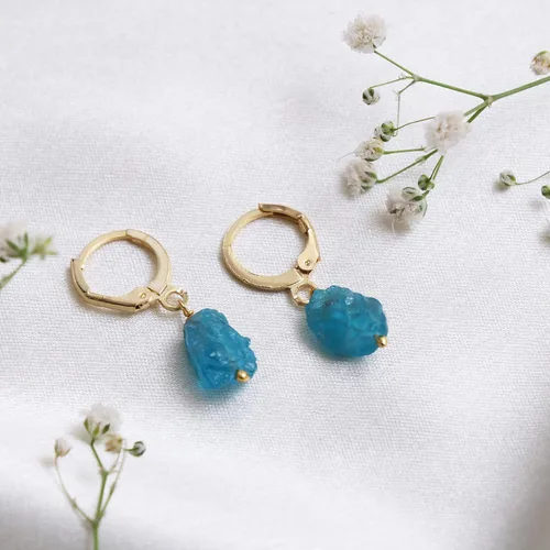 Vista 17 de Gempires Handmade Gemstone Hoop Earrings Raw Crystal Dangle Jewelry Hypoallergenic Gold Plated Lightweight Elegant Jewelry Gifts For Women