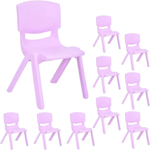 Vista 12 de JOON Paquete de 2 sillas apilables de plástico para niños, 20.8 x 12.5 pulgadas, los juegos de sillas perfectos para salas de juegos, escuelas