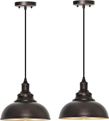 Vista 12 de Paquete de 1 lámpara colgante de granja de bronce para isla de cocina, lámpara colgante industrial de granero, iluminación colgante sobre fregadero