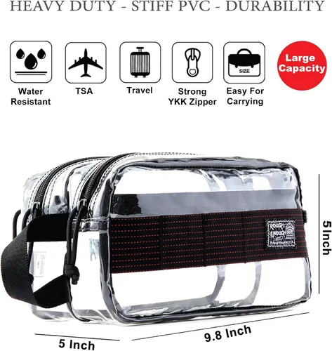 Vista 3 de Rough Enough - Juego de bolsas de aseo transparentes para viajar con asa, Neceser transparente para viajar