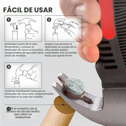 Vista 5 de X-Protector - Martillo de clavo para muebles, pequeño martillo magnético Negro & rojo
