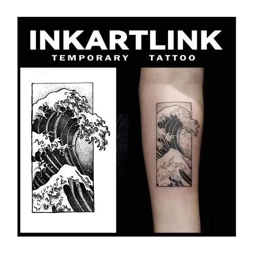 Vista 18 de INKARTLINK Tattoo Tech, 2 hojas de tatuaje semipermanente mediano, tatuajes temporales de diseño artístico para adultos, dura 1-2 semanas