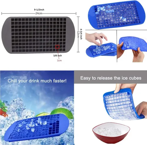 Vista 2 de Pequeña forma cuadrada flexible congelada 160 bandejas Mini cubitos de hielo moldes de silicona sin tapas (transparente)