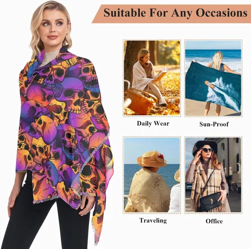 Vista 7 de Bufandas para mujer, para invierno y otoño, a la moda, chal largo, acogedor, suave, grande, bufanda para la cabeza
