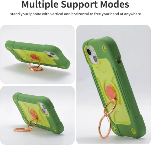 Vista 5 de MARKILL Funda compatible con iPhone 14 Plus de 6.7 pulgadas con soporte de anillo giratorio de 360 grados, protección contra caídas de grado