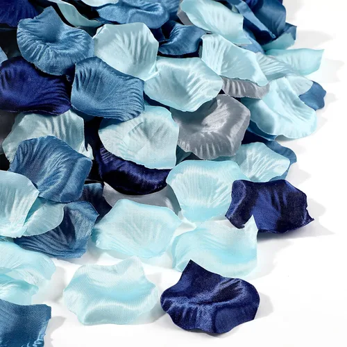 Vista 14 de Tigeen 600 pétalos de rosas artificiales color azul polvoriento francés