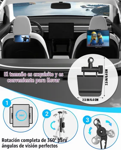 Vista 5 de Charchendo [Ajuste personalizado] Soporte de tableta para Tesla Model Y y Model 3, soporte de respaldo de asiento integrado para iPad Pro Air Mini