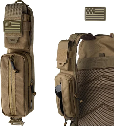 Vista 12 de WYNEX Bolsa de accesorios Molle de doble cremallera, bolsa de bolsillo para mochila, correa para el hombro, accesorio Molle, accesorios tácticos