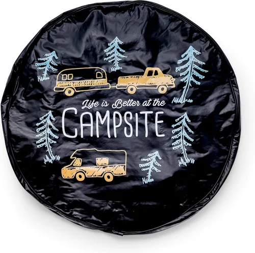 Vista 8 de Cubierta de rueda de repuesto para autocaravana/RV Camco Cuenta con vinilo blanco ártico y hilo de nylon resistente para costuras impermeables