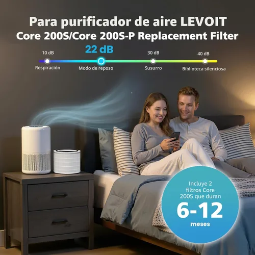 Vista 8 de Filtro de repuesto Core 200S para purificador de aire WiFi inteligente LEVOIT Core 200S-P