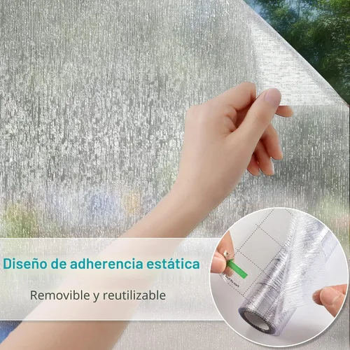 Vista 5 de VELIMAX Película de ventana de vidrio para lluvia, película adhesiva estática para privacidad, adhesivo decorativo de vidrio para oficina