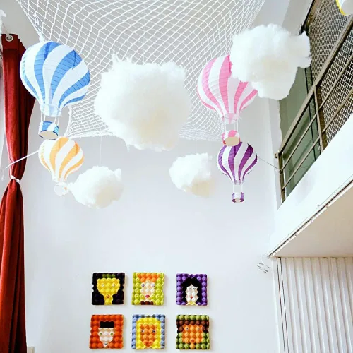 Vista 5 de Decoración de nube de simulación de algodón 3D, nubes artificiales para techo, decoración de nube para habitación, decoración de nube, escenario