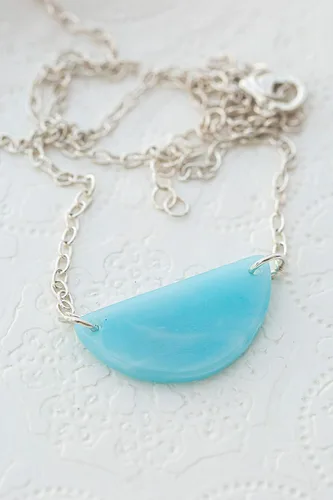 Vista 4 de Blue Half Circle Necklace, Sterling Silver Layering, Christmas Gifts For Women, Half Moon Jewelry