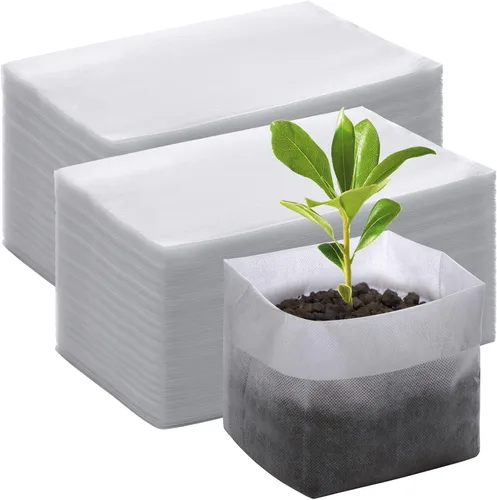 Vista 23 de GREANER 200 bolsas de vivero de plantas, 3.5 x 4.7 pulgadas, bolsas de cultivo de plantas de tela biodegradable no tejida, macetas de plantas