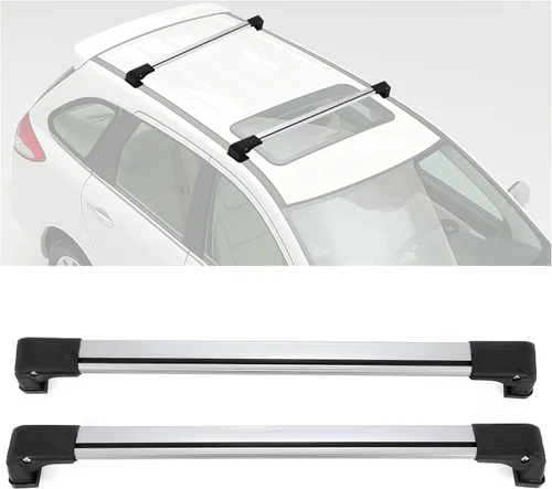 Vista 10 de KUAFU Barra transversal compatible con Mazda 5 2006-2017 Barras transversales con cerraduras antirrobo, riel de techo, bolsa de carga, Negro
