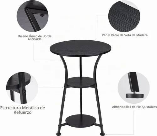 Vista 8 de Dulcii Mesa auxiliar redonda pequeña para espacios estrechos y pequeños, sofá redondo de 3 niveles junto a la mesa, mesa auxiliar moderna para sofá