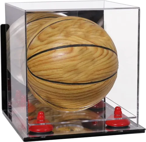 Vista 64 de Better Display Cases Mini acrílico - Miniatura (no tamaño completo) Baloncesto vitrina con elevadores negros y espejo (A015-BR)
