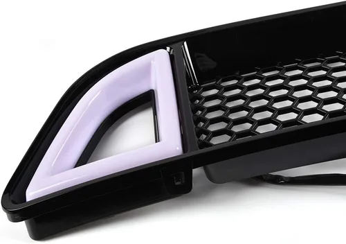 Vista 6 de PIT66 Rejilla superior de parachoques delantero con luces LED DRL de ventilación, compatible con Ford Mustang Honeycomb Mesh 2013-2014