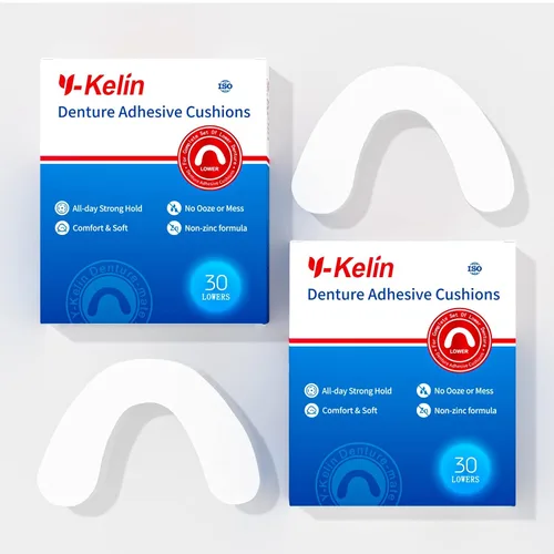 Vista 4 de Y-Kelin Cojines adhesivos para dentaduras inferiores sin adhesivo para encías doloridas, 30 almohadillas x 2 (60 tiras)