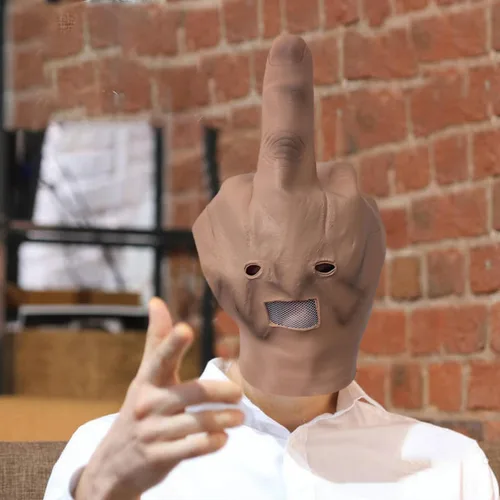 Vista 6 de Máscara de Halloween, máscara de dedo medio, máscaras divertidas de látex para adultos fiesta de disfraces para Halloween, cosplay