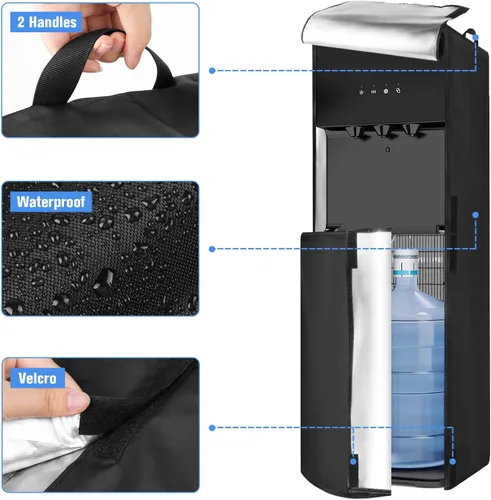 Vista 2 de Funda para dispensador de agua, cubierta para dispensador de agua caliente, fría y fría de 5 galones, 12 x 13 x 41 pulgadas (solo tapa)