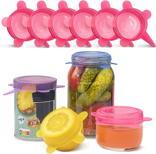 Vista 12 de Orblue Tapas de silicona elásticas, paquete de 6 unidades, pequeñas para almacenamiento de alimentos frescos, sella los sabores, mantiene