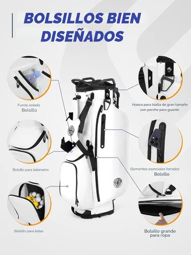 Vista 3 de Bolsa de golf ligera de 7 vías para hombres y mujeres Blanco 7