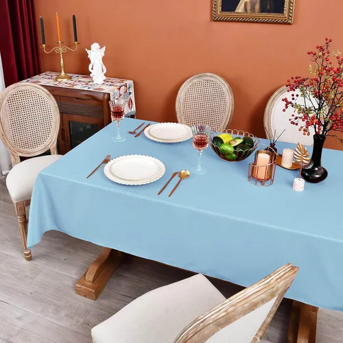 Vista 7 de MEANMOY Mantel cuadrado de poliéster lavable, resistente al agua y a las manchas, de 210 GSM, de 54 x 54 pulgadas, mantel de mesa rectangular sin