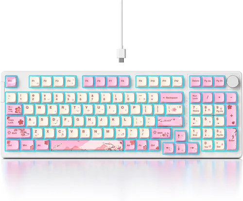 Vista 8 de Fogruaden Teclado mecánico azul cremoso con almohadilla numérica, teclado RGB para juegos intercambiable en caliente, diseño completo de 98 teclas