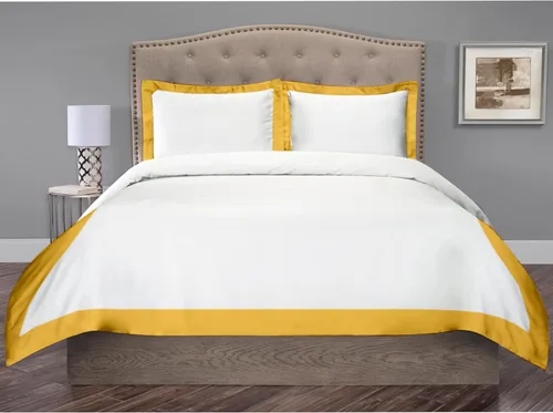 Vista 19 de Hotel Luxury - Juego de funda de edredón de 3 piezas de doble tono, 850 hilos, 100% algodón orgánico, colección de ropa de cama de alta calidad