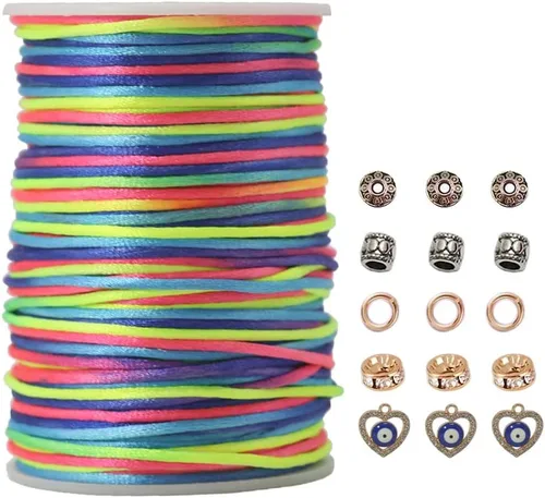 Vista 19 de Nuevo 20bundles 200Yards 0.098 in Satin/Rattail Cordón de seda para collar, pulsera, cordón de cuentas