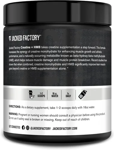 Vista 7 de Jacked Factory Suplemento en polvo de creatina HMB con monohidrato de creatina y HMB para hombres y mujeres para el crecimiento muscular, mayor