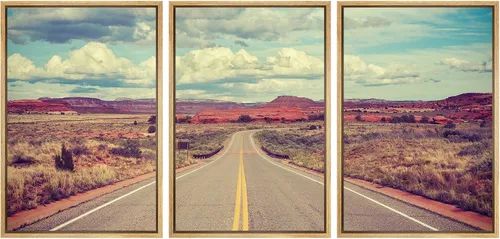 Vista 36 de wall26 Lienzo enmarcado para pared, juego de arte rojo, verde y amarillo, bosque de montaña otoñal, naturaleza, desierto, fotografía, realismo